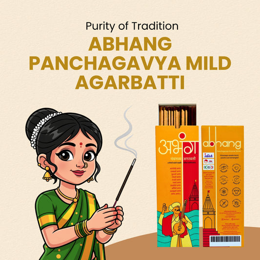 ABHANG Charcoal-Free Panchagavya Mild Agarbatti – 100g Avg 60 sticks | Natural, Mild Fragrance, Eco-Friendly, Made By Cow Dung, No Artificial Essence