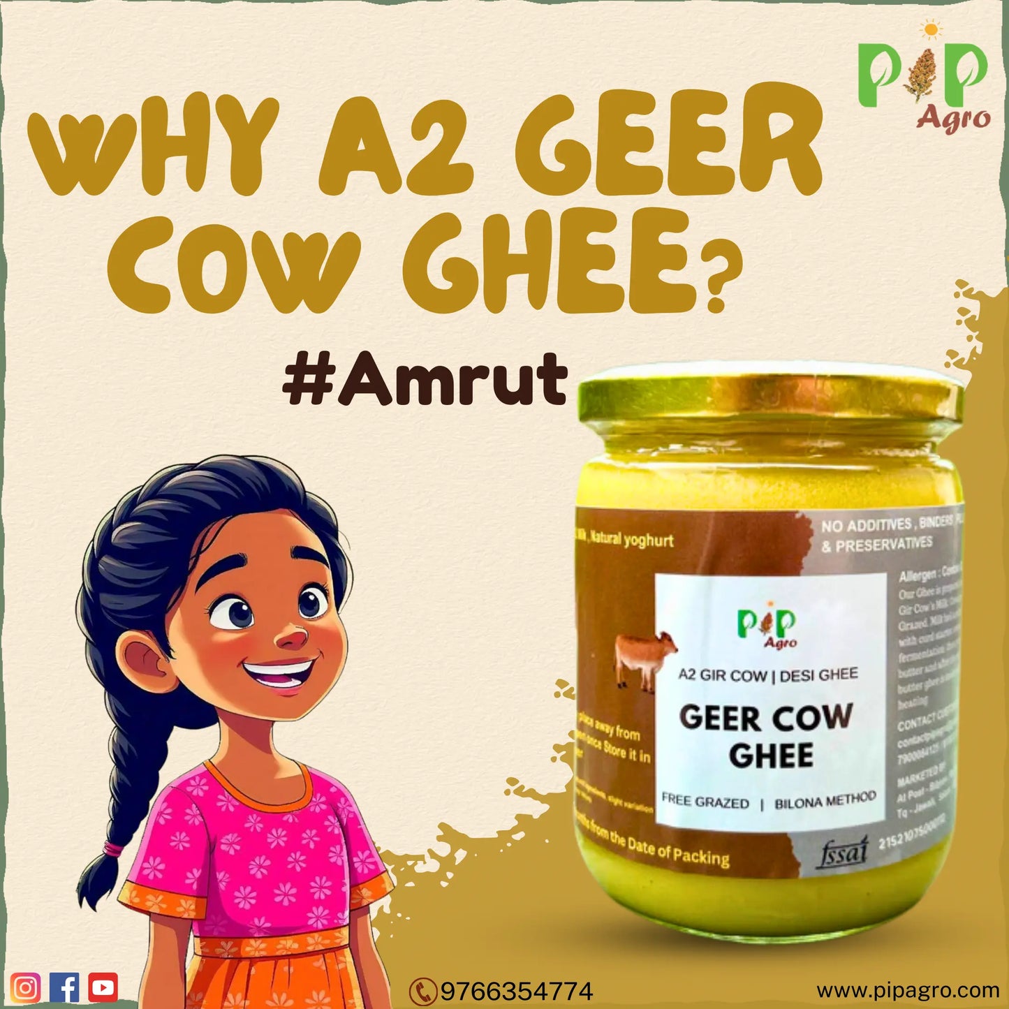 Desi Gir | Geer Cow Bilona A2 Ghee | गीर गाईचे तूप