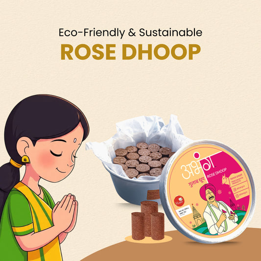 ABHANG Charcoal-Free ROSE Dhoop Sticks Pack of 20 sticks, Long Lasting Natural Fragrance, Made By Cow Dung, No Artificial Essence