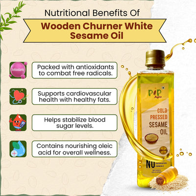 White Sesame Wooden Cold Pressed Oil | पांढरे तीळ तेल