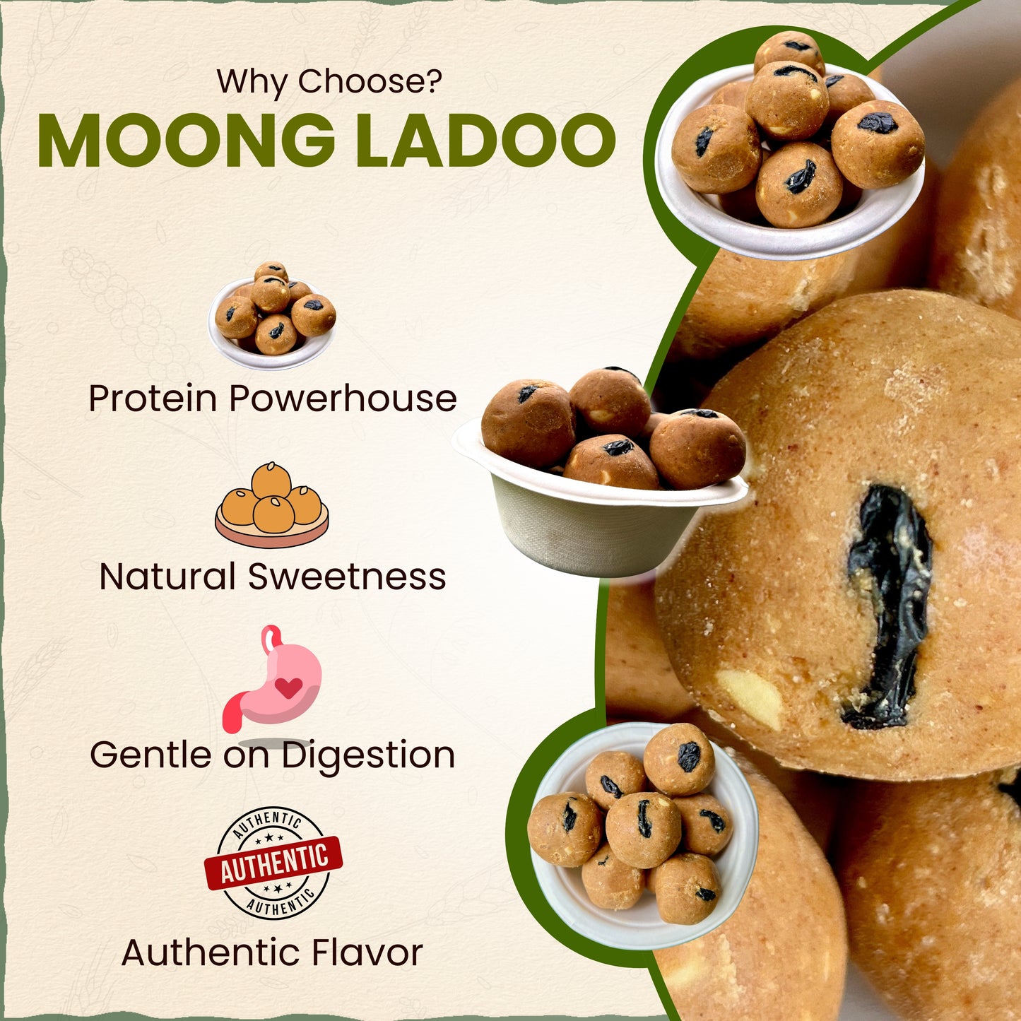 Whole Moong Jaggery-Ghee Ladoo / Laddu 200g | मूग लाडू
