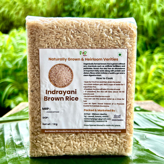 Indrayani Brown (Unpolished) Rice | इंद्रायणी ब्राऊन तांदूळ