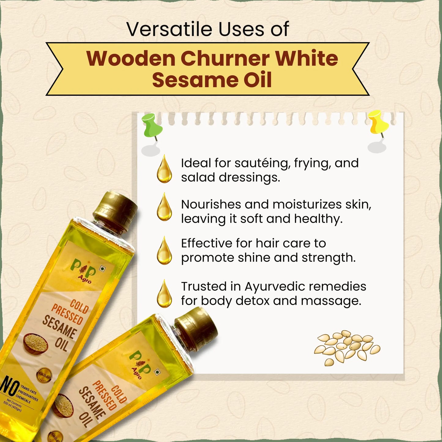 Wooden Churner White Sesame Oil | पांढरे तीळ तेल