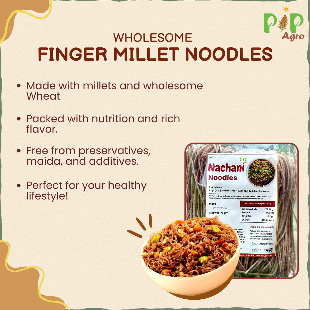 Ragi / Nachani / Finger Millet Noodles 175 gm | No Preservative | नाचणी नूडल्स