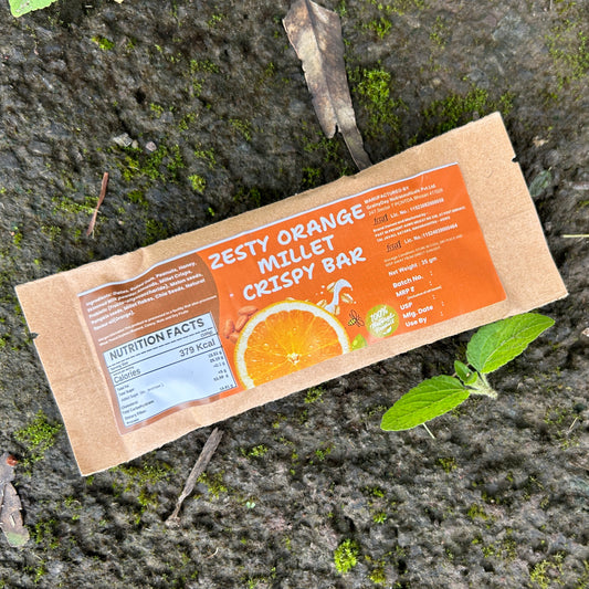 Zesty Orange Millet Crispy BAR 40g | Oats,Almond, Dates, Peanut & Super Seeds - No Added Sugar | मिलेट ऑरेंज बार