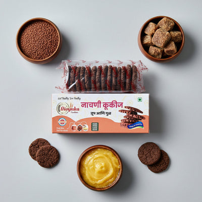 Ragi / Nachani Ghee-Jaggery cookies | नाचणी कुकीज