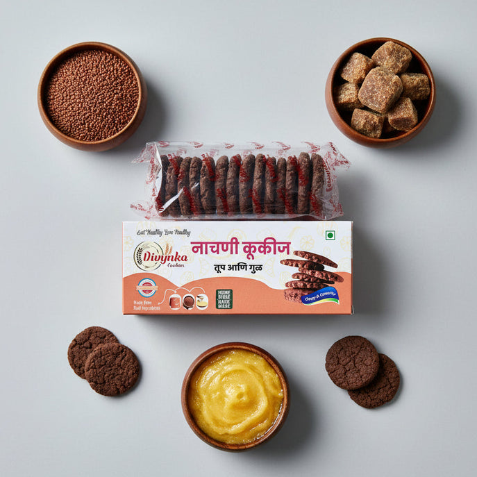Ragi / Nachani Ghee-Jaggery cookies | नाचणी कुकीज