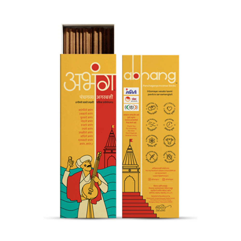 ABHANG Charcoal-Free Panchagavya Mild Agarbatti – 100g Avg 60 sticks | Natural, Mild Fragrance, Eco-Friendly, Made By Cow Dung, No Artificial Essence