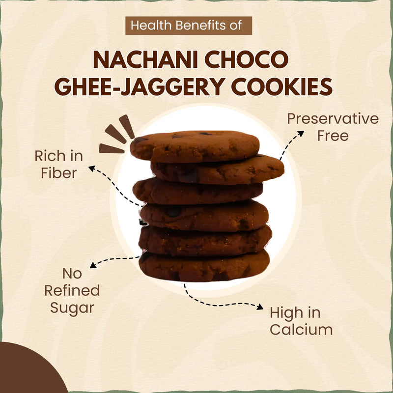 Ragi / Nachani Choco Ghee-Jaggery cookies | नाचणी चोको कुकीज