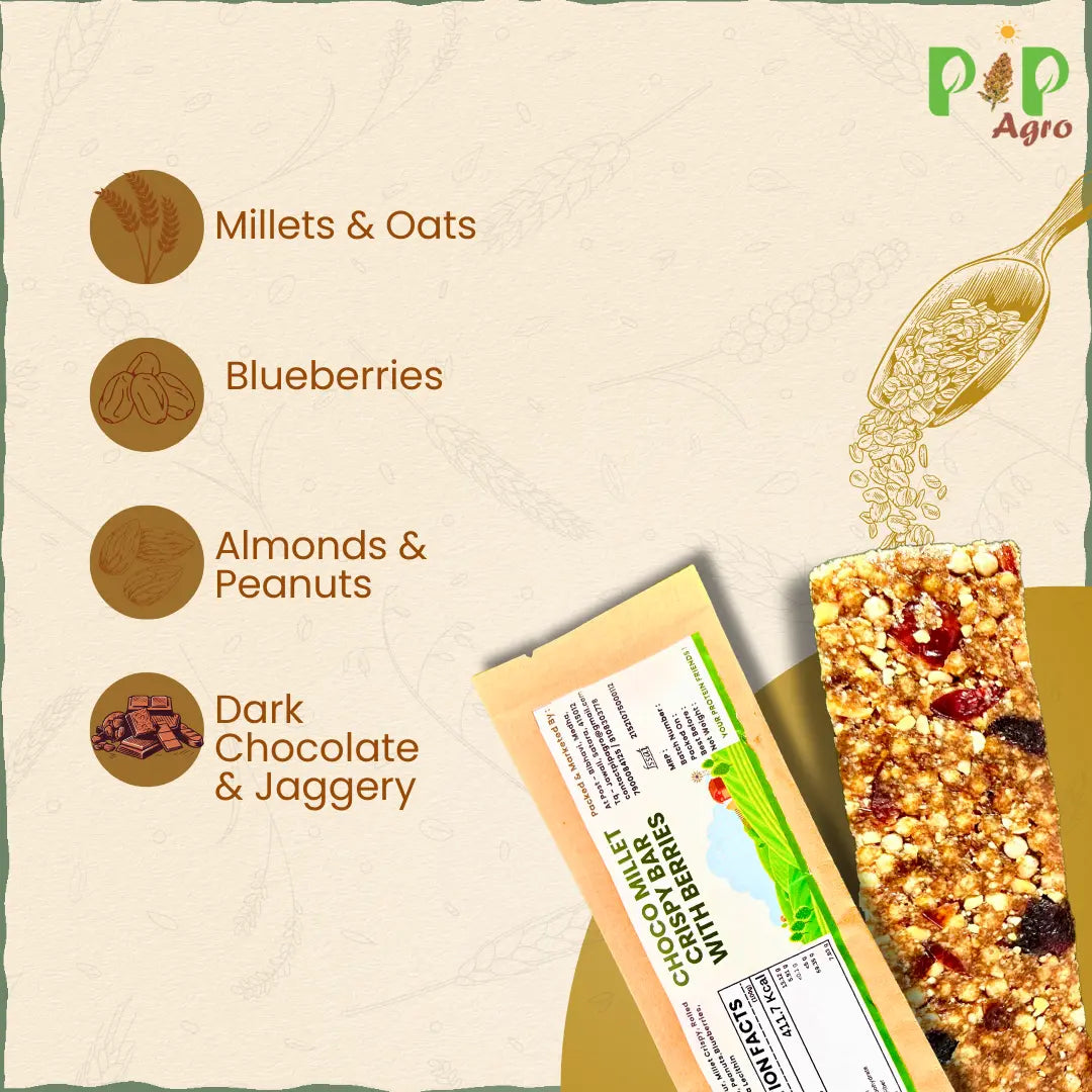 Millet Dryfruit Bar 40 gm | Almond, Dates, Cranberries & Foxtail - No Added Sugar | मिलेट ड्रायफ्रूट बार