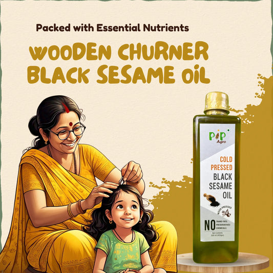 Wooden Churner Black Sesame Oil - Cold Pressed | काळे तीळ तेल