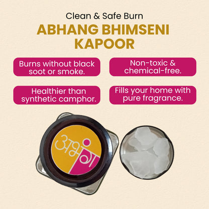 ABHANG Bhimseni Kapoor (Camphor) 100g Glass Jar – Natural, Pure Fragrance