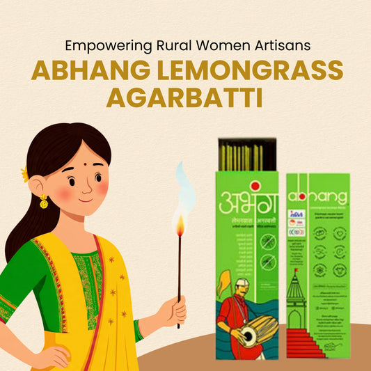 ABHANG Charcoal-Free Lemongrass Incense Sticks / Agarbatti - 100g Avg 60 sticks | Natural,Long-Lasting Fragrance, Made By Cow Dung