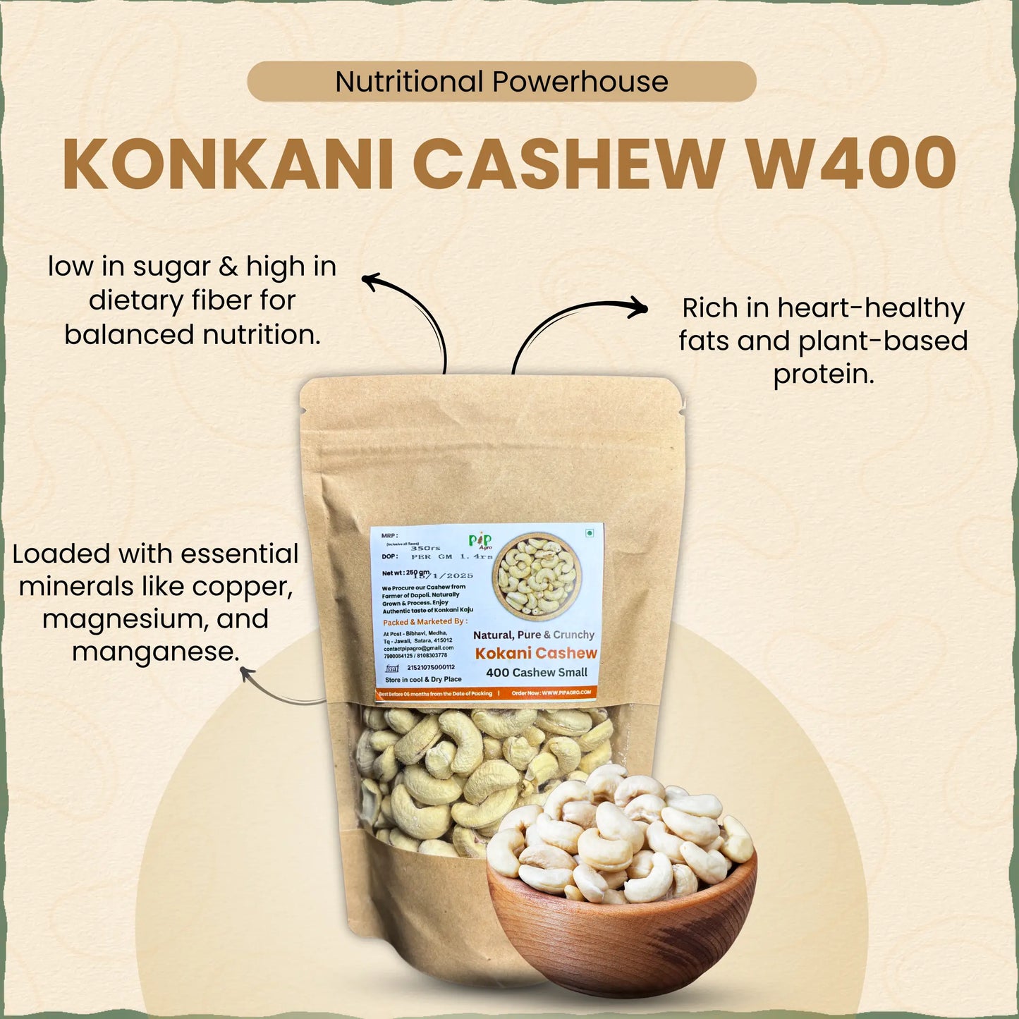 Konkani Cashew | Konkani Kaju | Small-W400 | काजू 400