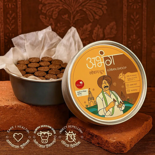 ABHANG Charcoal - Free LOBON Dhoop - Pack of 20 sticks | Long Lasting Natural Fragrance, Made By Cow Dung, No Artificial Essence