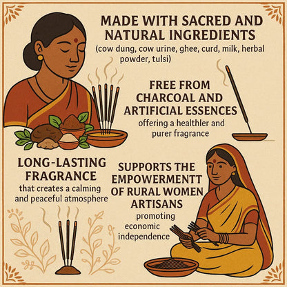 ABHANG Charcoal-Free DARSHANI Panchagavya Intense Agarbatti - 100g Avg 60 sticks | Natural, Natural,Long-Lasting Fragrance,Made By Cow Dung, No Artificial Essence