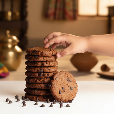 Ragi / Nachani Choco Ghee-Jaggery cookies | नाचणी चोको कुकीज