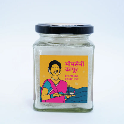 ABHANG Bhimseni Kapoor (Camphor) 100g Glass Jar – Natural, Pure Fragrance