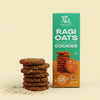 Ragi / Nachani Oats Ghee-Jaggery cookies | नाचणी ओट्कुस कुकीज