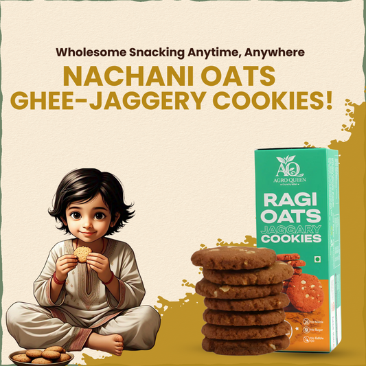 Ragi / Nachani Oats Ghee-Jaggery cookies | नाचणी ओट्कुस कुकीज