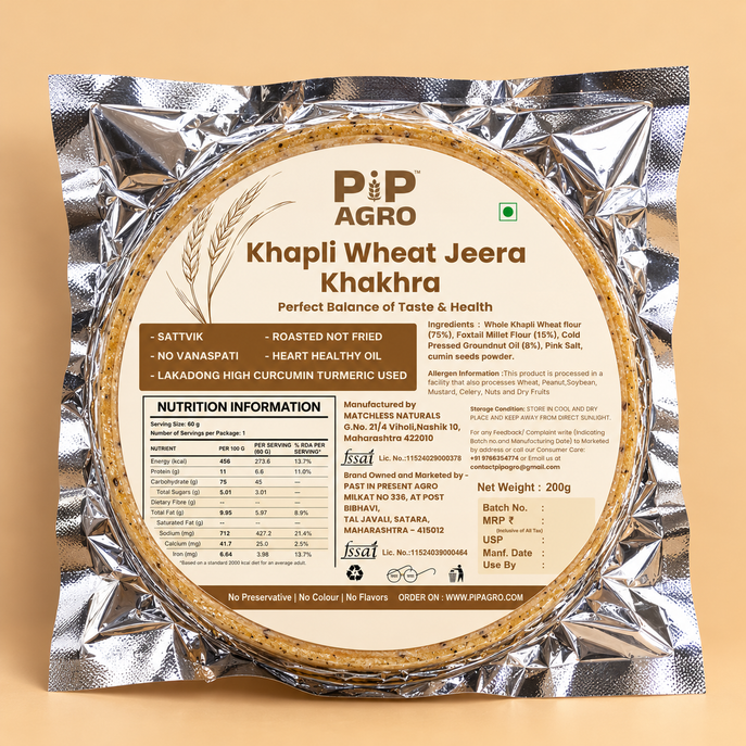 PIP AGRO Khapli Wheat Jeera Khakhra 200g pack