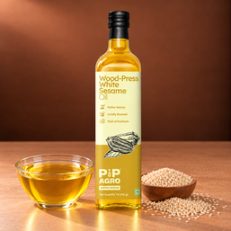White Sesame Wooden Cold Pressed Oil | पांढरे तीळ तेल