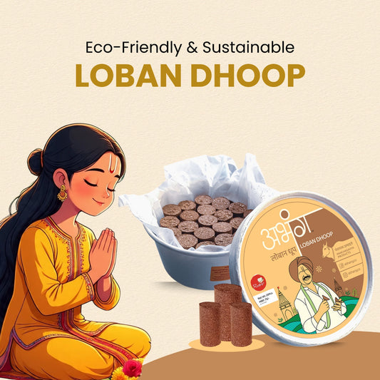 ABHANG Charcoal - Free LOBON Dhoop - Pack of 20 sticks | Long Lasting Natural Fragrance, Made By Cow Dung, No Artificial Essence